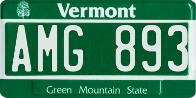 VT license plate AMG893