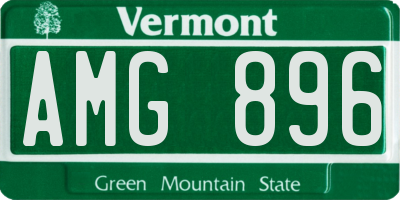 VT license plate AMG896