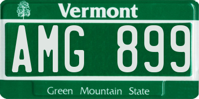 VT license plate AMG899