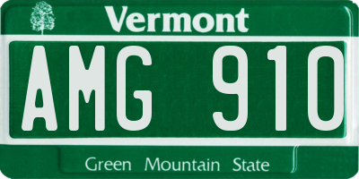 VT license plate AMG910