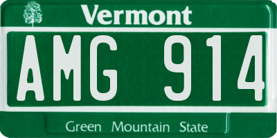 VT license plate AMG914