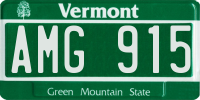 VT license plate AMG915