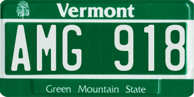 VT license plate AMG918