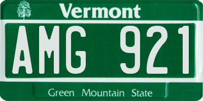 VT license plate AMG921