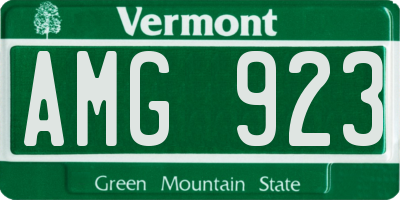 VT license plate AMG923