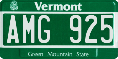 VT license plate AMG925