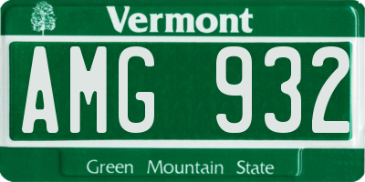 VT license plate AMG932