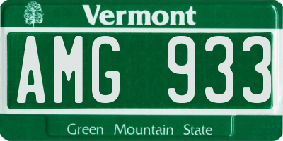 VT license plate AMG933