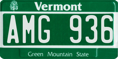 VT license plate AMG936