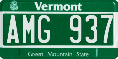 VT license plate AMG937