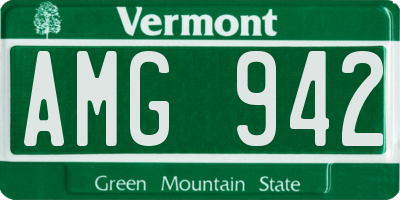 VT license plate AMG942