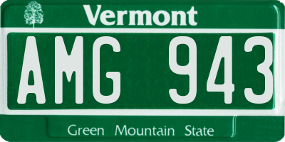 VT license plate AMG943