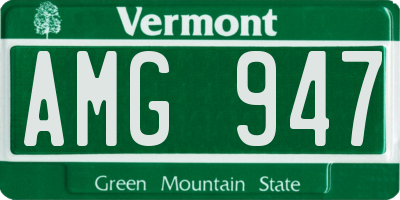 VT license plate AMG947