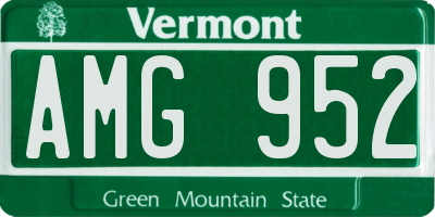 VT license plate AMG952