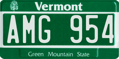 VT license plate AMG954
