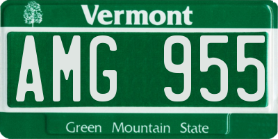 VT license plate AMG955