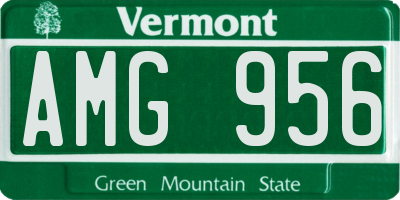 VT license plate AMG956