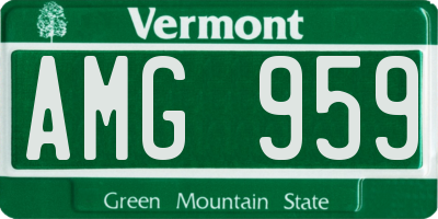 VT license plate AMG959