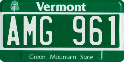 VT license plate AMG961