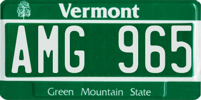 VT license plate AMG965