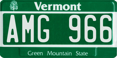 VT license plate AMG966