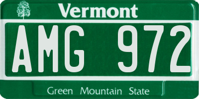VT license plate AMG972