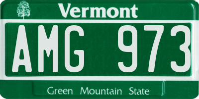 VT license plate AMG973