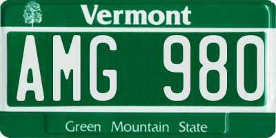 VT license plate AMG980