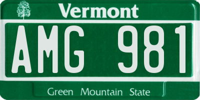 VT license plate AMG981