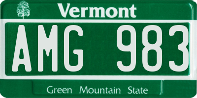 VT license plate AMG983