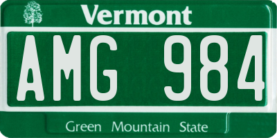 VT license plate AMG984