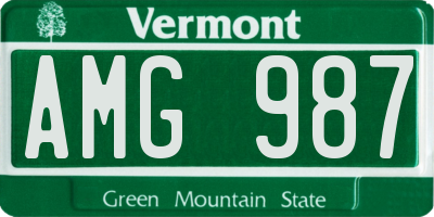 VT license plate AMG987