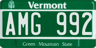 VT license plate AMG992