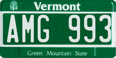 VT license plate AMG993