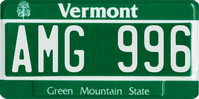 VT license plate AMG996