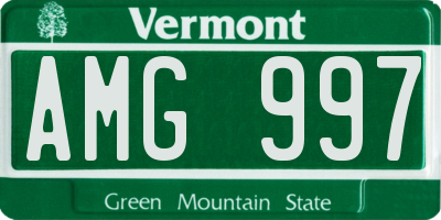VT license plate AMG997
