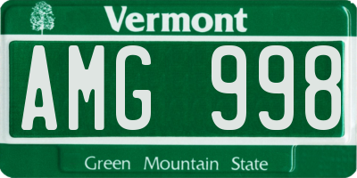 VT license plate AMG998