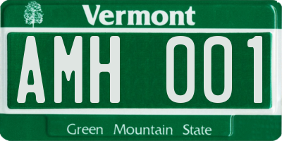 VT license plate AMH001