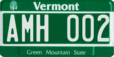 VT license plate AMH002