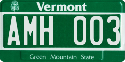 VT license plate AMH003