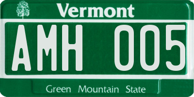 VT license plate AMH005