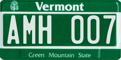 VT license plate AMH007