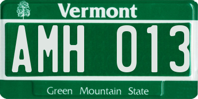 VT license plate AMH013