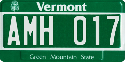 VT license plate AMH017