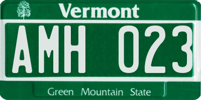 VT license plate AMH023