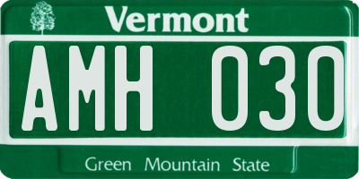 VT license plate AMH030