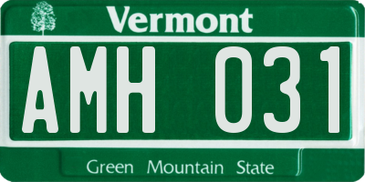 VT license plate AMH031