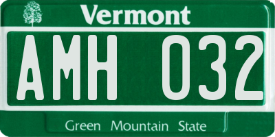 VT license plate AMH032