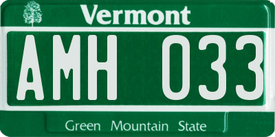 VT license plate AMH033