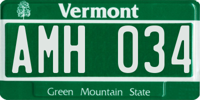 VT license plate AMH034